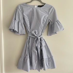 Forever 21 blue and white striped wrap skirt dress